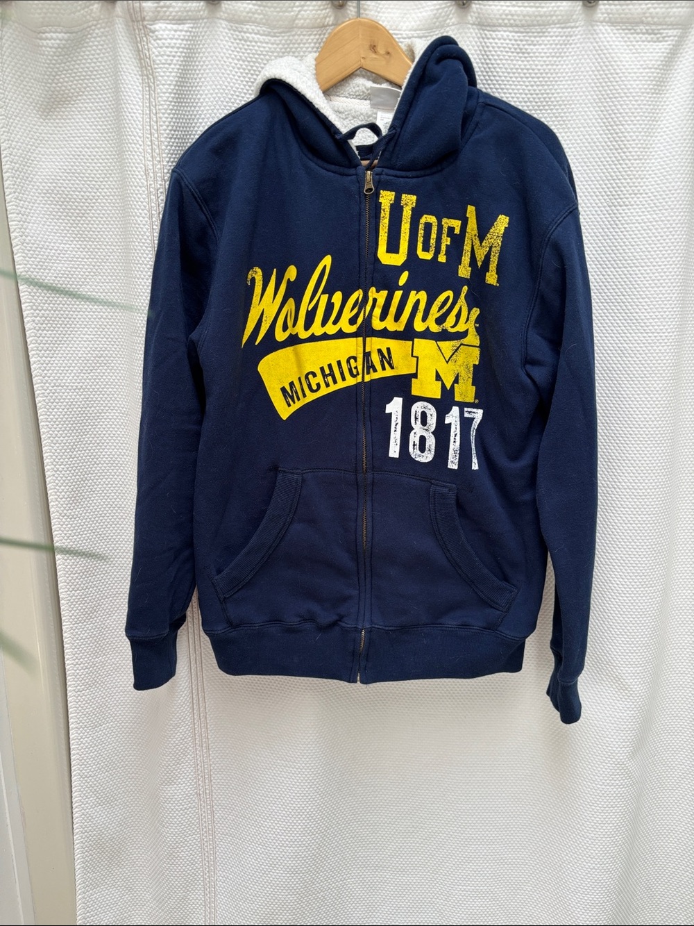 Majestic Navy Blue & Yellow Michigan Wolverines Zip Hoodie